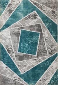 سجادة بريق مربعات-تركواز×رصاصي